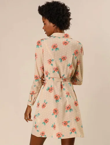 Vista 4 de Allegra K Vestido de lunares vintage con botones para mujer, cuello con lazo y cinturón