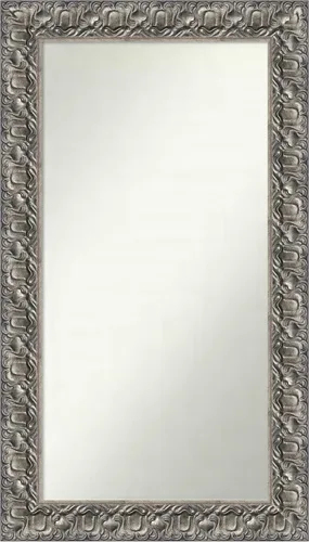 Vista 387 de Amanti Art Espejo de baño plateado para sobre fregadero, 26 x 26 pulgadas, espejo cuadrado de níquel pulido, marco de madera tradicional mediano, se