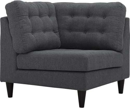 Vista 15 de Sofá esquinero Modway Empress, estilo de mediados de siglo, tapizado de tela en avena, Tela, Celeste