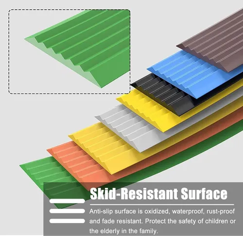 Vista 5 de MPOWRX Non Slip Threshold Transition Strip Wood to Tile, Self-Adhesive Carpet Edge Cover Strip, Flat Floor Gap Connecting Strips for