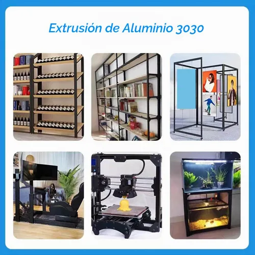Vista 5 de Extrusión de aluminio con ranura en T 20100 para piezas de impresora 3D y bricolaje CNC, negra, 500mmX2 Negro
