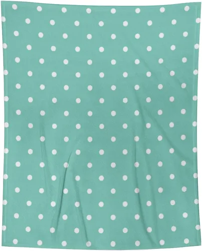 Vista 5 de Manta de felpa de lunares blanco aguamarina, suave y acogedora, manta de franela para todas las estaciones, para sofá, cama, 40 x 50 pulgadas