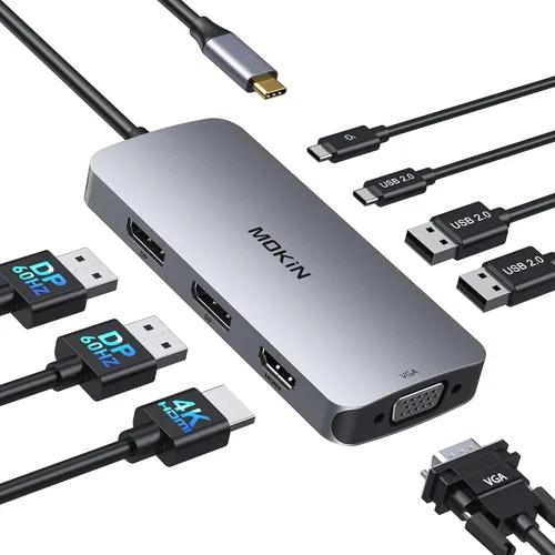 Vista 11 de Hub USB C de 10 Gbps, divisor USB C MOKiN con salida de video 4K a 60Hz