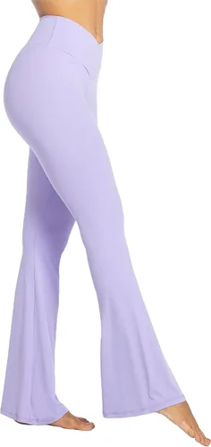 Vista 2 de Sunzel Leggings acampanados, pantalones de yoga cruzados con control de abdomen, cintura alta y pierna ancha