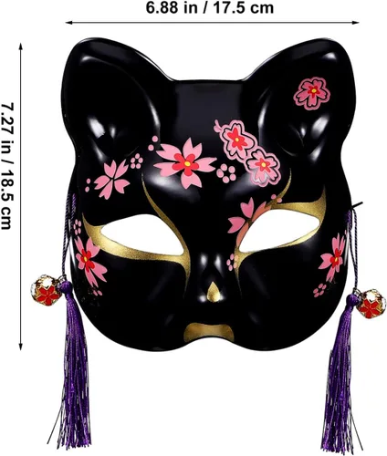 Vista 3 de Toyvian 2 máscaras de gato para cosplay, máscara de animal, media cara, fiesta de máscaras, accesorios de disfraces, disfraz de Halloween, mujeres