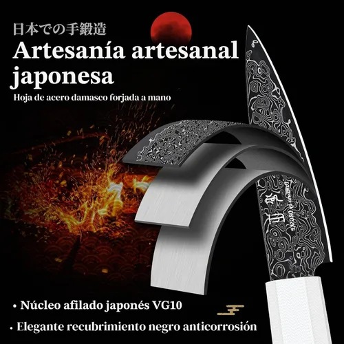 Vista 3 de DRGSKL Cuchillo de fruta de Damasco de 3.5 pulgadas - Cuchillo de pelar