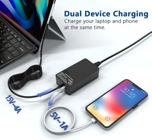 Vista 5 de Reemplazo para cargador Surface Pro 65w, compatible con Microsoft Surface Pro Go Book Windows Surface Laptop adaptador de corriente