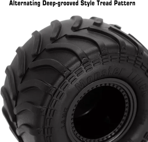 Vista 4 de INJORA Monster Truck - Juego de neumáticos de llanta para Axial SCX24 FMS FCX24 y TRX4MT, 2.756 x 1.496 in, MT1012 (negro)