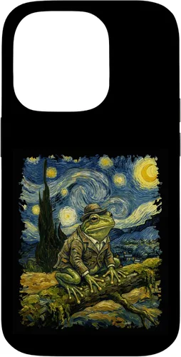 Vista 17 de Vintage Frog Van Gogh Style Starry Night Graphic Case for iPhone 17