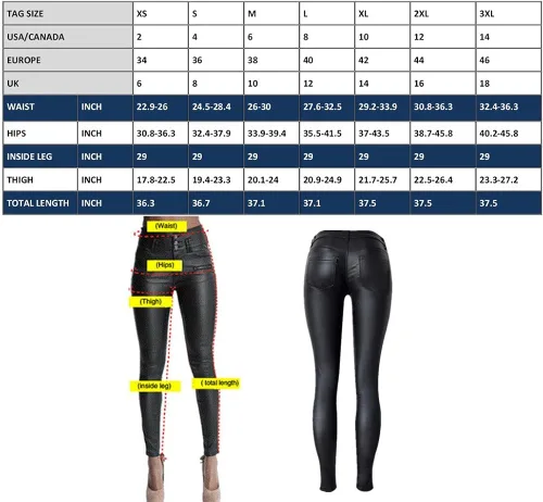 Vista 4 de Newbestyle - Pantalones de mezclilla de piel sintética con estilo para mujer