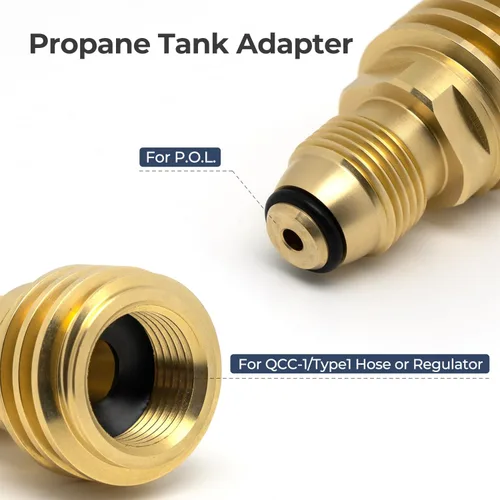Vista 3 de VANCOCO Adaptador de tanque de propano de latón POL a QCC1/Type1, antiguo a nuevo, para válvula de servicio de tanque POL LP a manguera QCC1/Type1