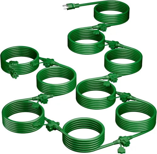 Vista 10 de K KASONIC - Cable de extensión para exteriores de 50 pies, enchufes con 6 tomas espaciados uniformemente, 16/3 SJTW resistente a la intemperie