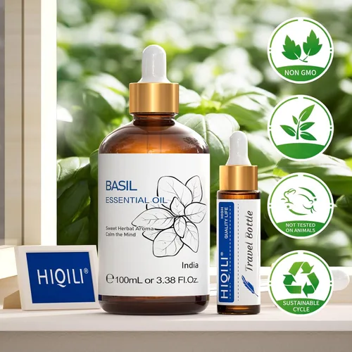 Vista 8 de HIQILI Aceite esencial de albahaca, 100% puro y natural, difusor para dormitorio, yoga, meditación para relajación y calma, crecimiento del cabello