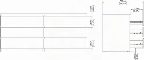 Vista 9 de Tvilum - Cómoda doble con 6 cajones Hickory