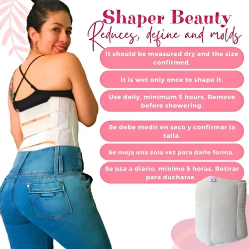 Vista 7 de Faja de yeso Beauty colombiana, reduce, moldea y define abdomen y cintura. (XL) Blanco, Blanco