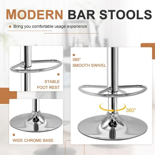 Vista 3 de Juego de 2 taburetes de bar ajustables para encimera de cocina, color marrón