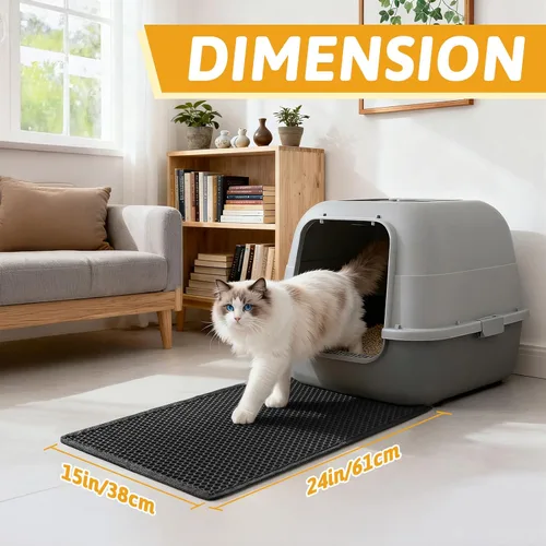 Vista 2 de Pieviev - Alfombrilla grande para arena de gato Negro