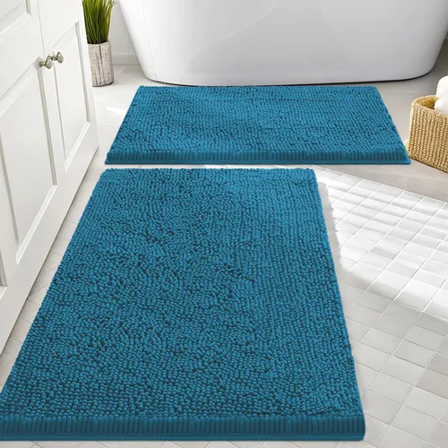 Vista 57 de Juego de alfombras de baño Smiry de 2 piezas, suave alfombra absorbente de chenilla y juego de alfombra en forma de U para inodoro, alfombra de baño