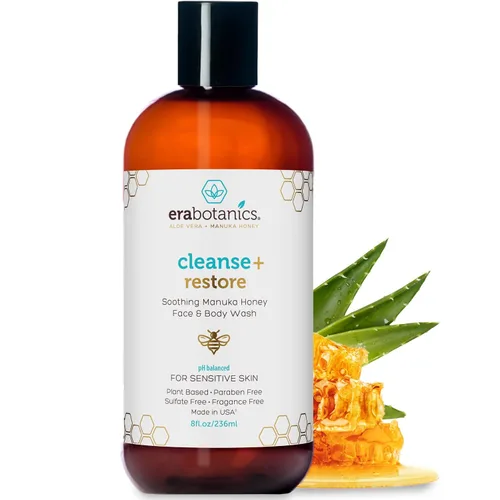 Vista 7 de Era Organics Natural Face Wash 4 onzas, Hidratante Facial Limpiador Suave con Aloe Vera y miel de Manuka para sanar y renovar tu piel. PH