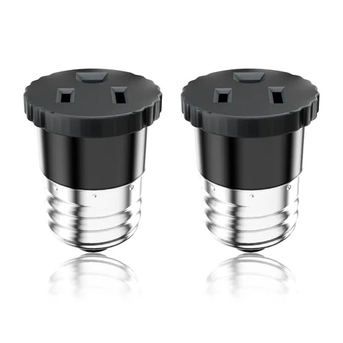 Vista 8 de Paquete de 2, adaptador de enchufe de luz a enchufe, convertir el enchufe de la bombilla en adaptador de salida (blanco)