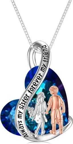 Vista 27 de Collar de plata de ley para hermanas, joyas de cumpleaños para hermanas y amigas