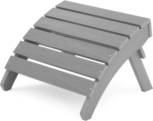 Vista 19 de MXIMU Taburete otomano plegable Adirondack para exteriores: Taburete de plástico HIPS para patio, fácil montaje, reposapiés para todo tipo de clima