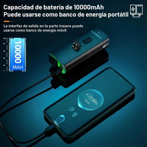 Vista 4 de ROCKBROS Luces de bicicleta de 10000 mAh USB-C recargables para bicicleta de noche - 3000 lúmenes brillantes luces de bicicleta - Más de 24 horas