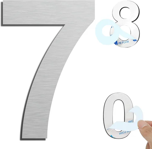Vista 16 de Números de casa autoadhesivos – Números de puerta de acero inoxidable de 6 pulgadas para exteriores – Número de casa grande y moderno, número