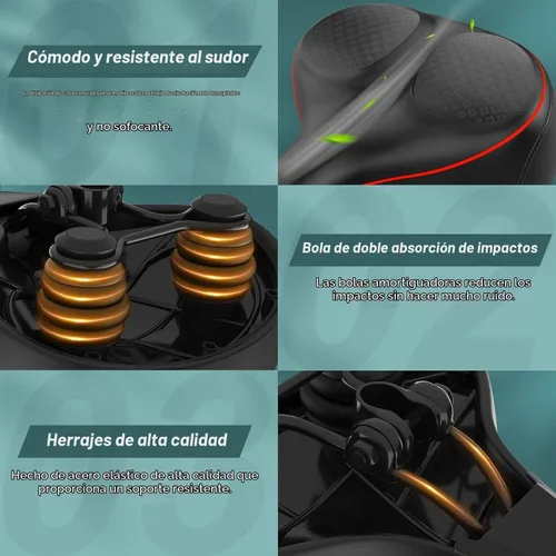 Vista 9 de Asiento de bicicleta de gran tamaño, cómodo sillín de bicicleta, diseño de ranura media, espuma viscoelástica de 2.95 pulgadas de grosor, ajuste Rojo
