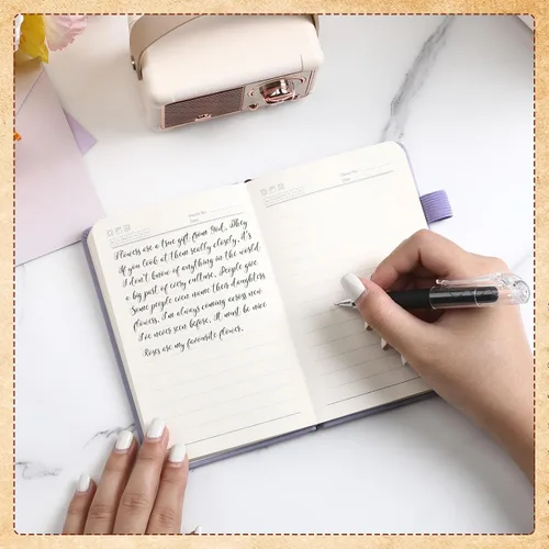 Vista 6 de Estune Tree Cuadernos Pequeños de Cuero con Soporte para Bolígrafo, Cuadernos de Bolsillo de Tapa Dura, Cuadernos Temáticos Bonitos con Rayas