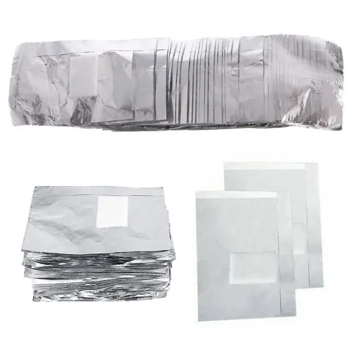 Vista 2 de 200 piezas de envoltorios de papel de aluminio para quitar esmalte de uñas con almohadillas de algodón, gel para uñas, herramienta de remoción
