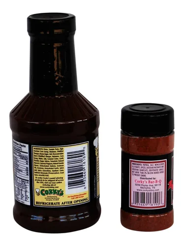 Vista 3 de Corkys - Paquete básico de barbacoa – 2 artículos – 1 botella de receta original Bar-B-Q Salsa, 1 tarro de Bar-B-Q Dry Rub