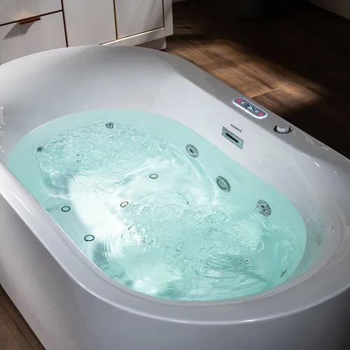 Vista 3 de WOODBRIDGE 59" × 31-1/2" Hidromasaje compacto y aire, bañera de remojo climatizada Whirlpool & Air Bubble Jets (16 Jets), Adjustable Air Blower