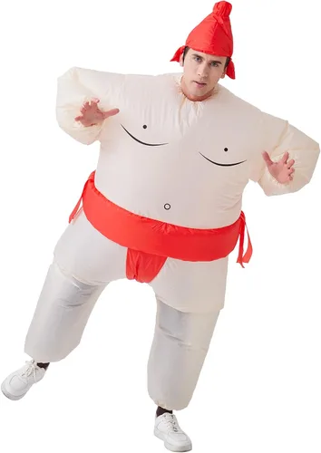 Vista 9 de Inflatable Sumo Costume for Adult, Blow Up Wrestling Suit Halloween Negro