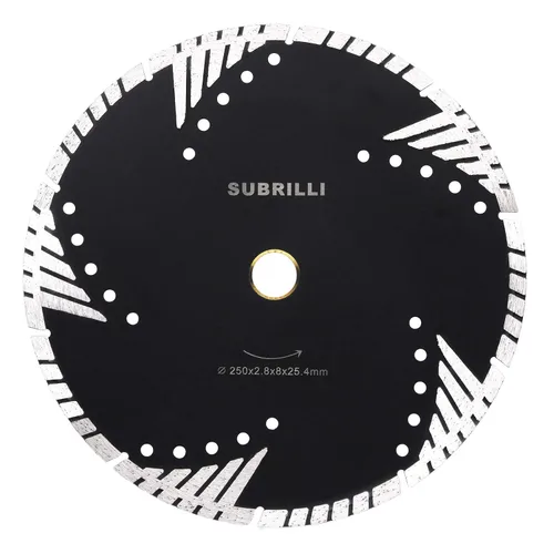 Vista 13 de Hoja de sierra de diamante de 4 pulgadas para piedra de hormigón de granito corte húmedo/seco por SUBRILLI