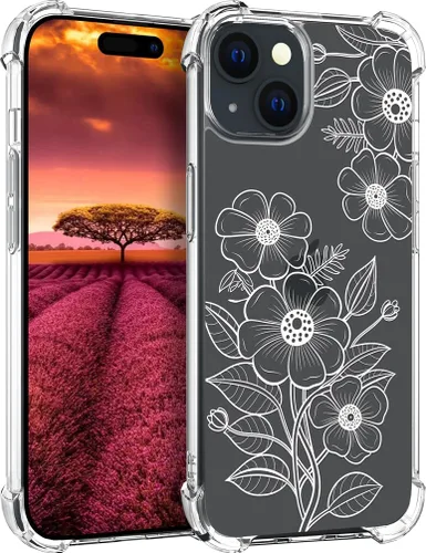Vista 17 de Funda compatible con iPhone 15, bonita funda transparente para mujer, funda de silicona transparente para teléfono, color negro, tigre poderoso
