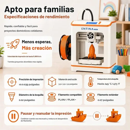 Vista 9 de Entina Tina2C Impresora 3D para principiantes, mini impresora 3D de arranque totalmente montada, comienza en 8 minutos, control de aplicación