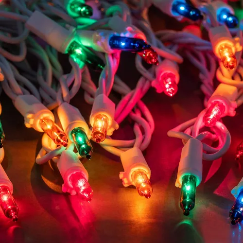 Vista 4 de 200 unidades de luces de Navidad multicolor, paquete de 2 hebras de 100 unidades, 33 pies de alambre blanco, cadena de luces festivas con Varios