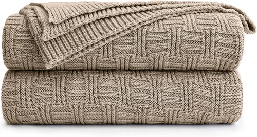 Vista 12 de Manta de Punto de Algodón Marrón Oscuro para Sofá Cama - Decorativa para el Hogar Suave y Acogedora Tejido de Suéter Otoñal de Punto Trenzado - 2.2