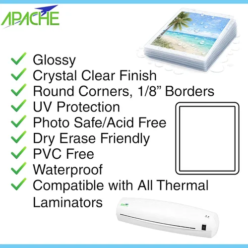 Vista 4 de Apache Map Banner Size Laminating Pouches, 3 Mil, 5 Pack, 18 x 120 Inch Pouch Size Laminating Sheets, Thermal Laminator Compatible, Super Clear