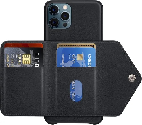 Vista 4 de XcaseBar Funda tipo cartera para iPhone 13 Pro Max de 6.7 pulgadas, tarjetero para tarjetas de crédito, funda de cuero PU para Apple 13ProMax, funda