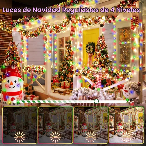 Vista 5 de Tira de luces de Navidad para exteriores, 403 pies con 1000 luces LED, 8 modos y función de temporizador con memoria, luces de hada centelleantes