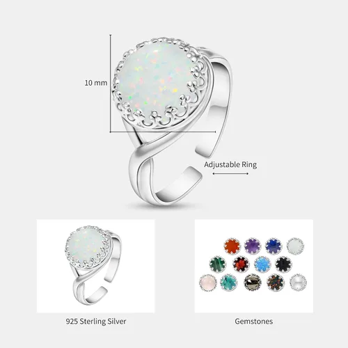 Vista 32 de 925 Sterling Silver Gemstone Rings for Women - Anniversary Rings for Women - Sterling Silver Rings for Women - Dainty Sterling Silver Rings