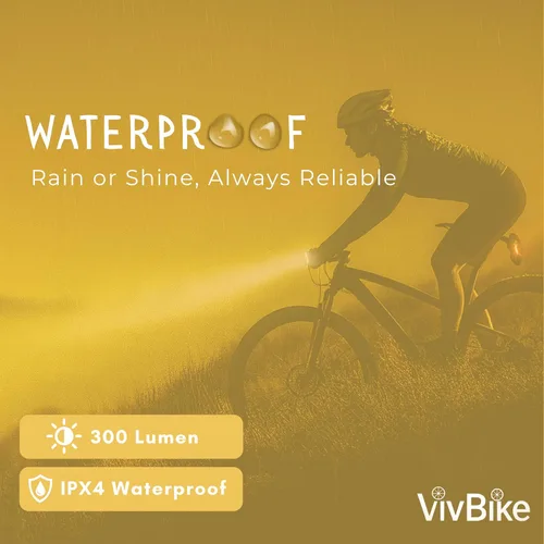 Vista 3 de HerTime2 VivBike Rechargeable Bike Light – LED Bicycle Headlight, USB-C Charging, Waterproof, Multiple Lighting Modes