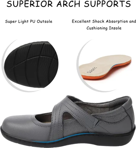 Vista 5 de Zapatos planos clásicos y cómodos Mary Jane para mujer, zapatos de vestir casuales a la moda, bonitos zapatos de vestir con puntera cerrada, ligeros