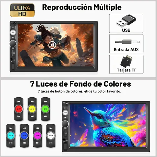 Vista 6 de UNITOPSCI Estéreo de auto de doble DIN con Apple CarPlay y Android Auto Bluetooth, pantalla táctil de 7 pulgadas, radio de auto de 2 DIN