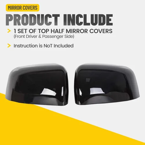 Vista 7 de KUAFU Fundas de espejo de mitad lateral superior compatibles con Jeep Grand Cherokee/Dodge Durango 2011-2020, cubiertas de espejo retrovisor negro