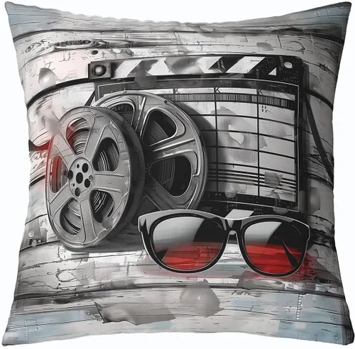 Vista 24 de Homewish Theater Cinema Poster Throw Pillow Covers (Pack of 1),Retro Movie Cushion Cover for Kids Boys Teens Popcorn Pillow Cases Movie Night Living