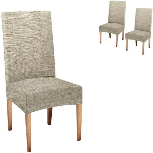 Vista 123 de TOMWISH Juego de 2 fundas para sillas de comedor, color turquesa y gris, fundas elásticas para sillas Parsons, de elastano, lavables, protectores