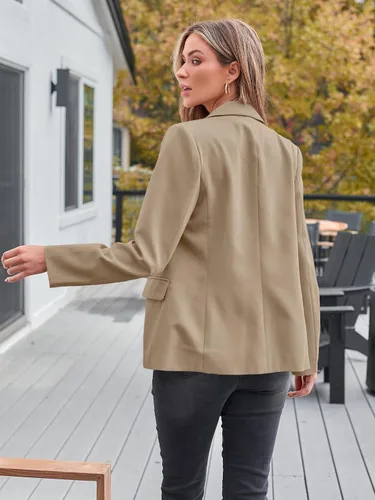Vista 4 de AUTOMET Blazer casual de negocios para mujer, con frente abierto, manga larga, para trabajo, oficina, chaqueta de otoño a la moda 2023